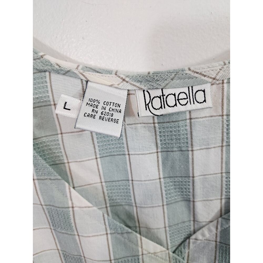 Rafaella Women's Cream And Sage Plaid Button-up Vest In Size Large - Picture 5 of 5